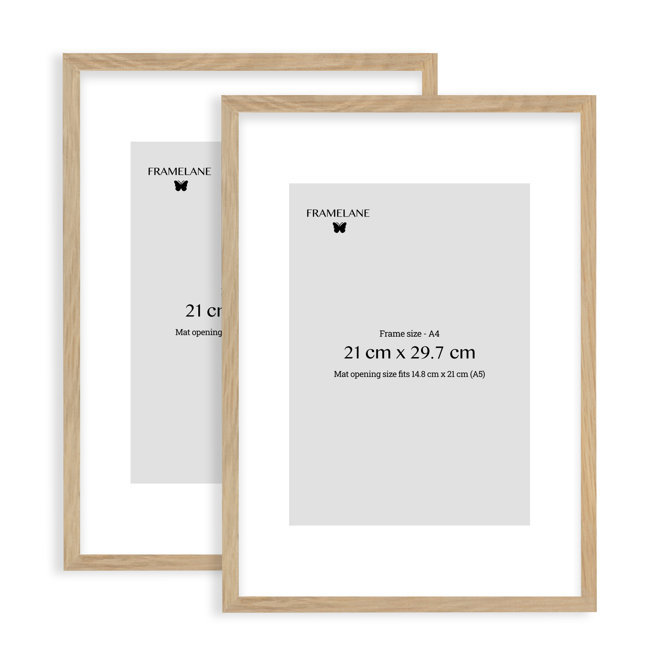 2 Natural Oak Frames, 21x29.7 cm (A4)