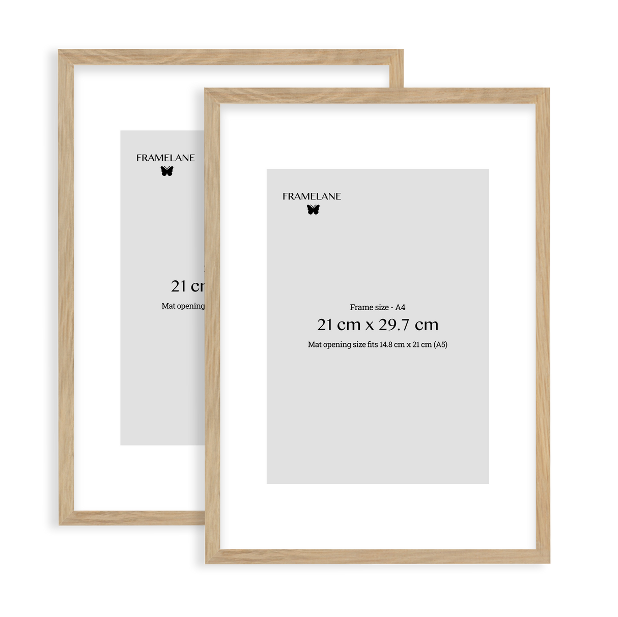 2 Natural Oak Frames, 21x29.7 cm (A4)
