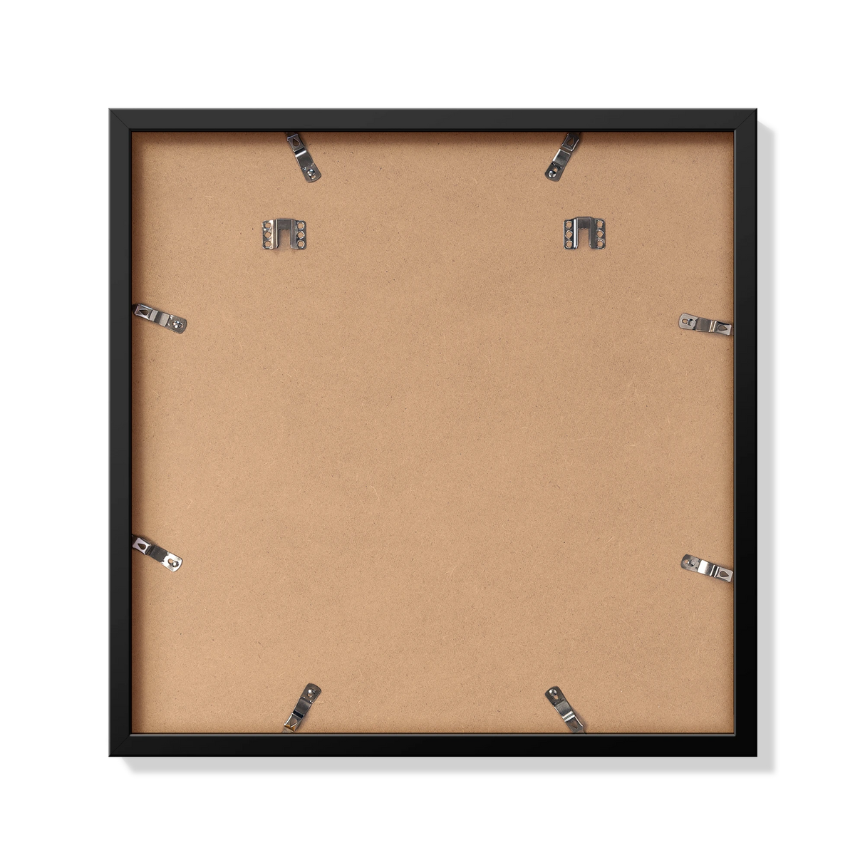 Back of black 20x20 in frame with hanging hardware