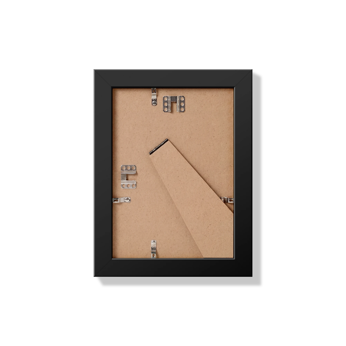 Back of black 5x7 in frame with hanging hardware