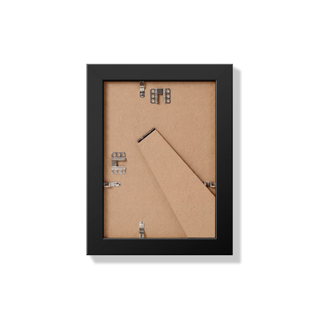 Back of black 5x7 in frame with hanging hardware