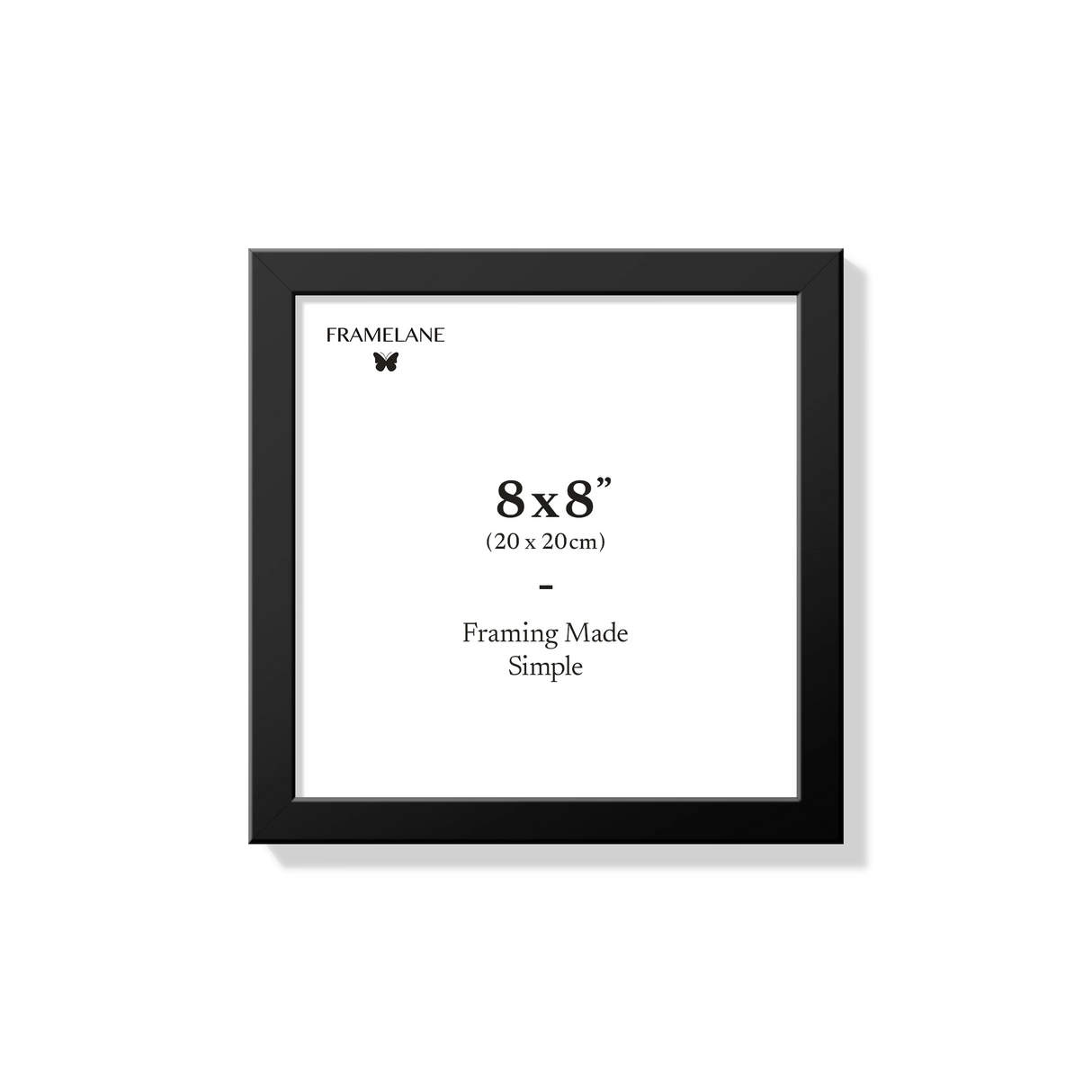 Black picture frame 8x8 in, front view