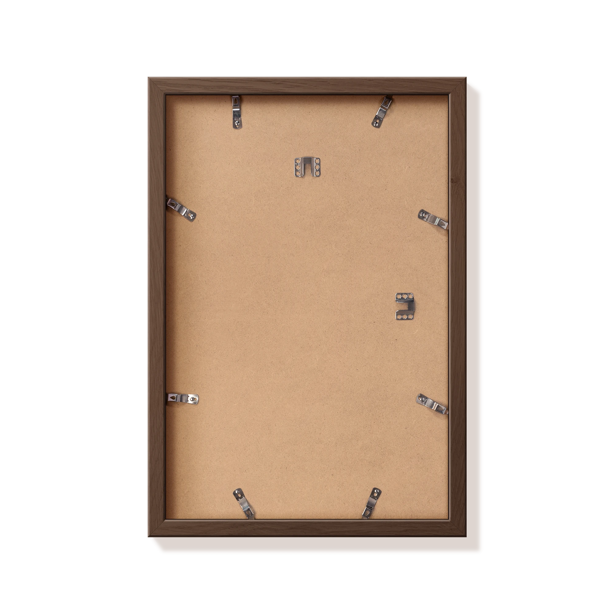 Back of dark oak 12x18 in frame with hanging hardware