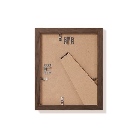 Back of dark oak 8x10 in frame with hanging hardware
