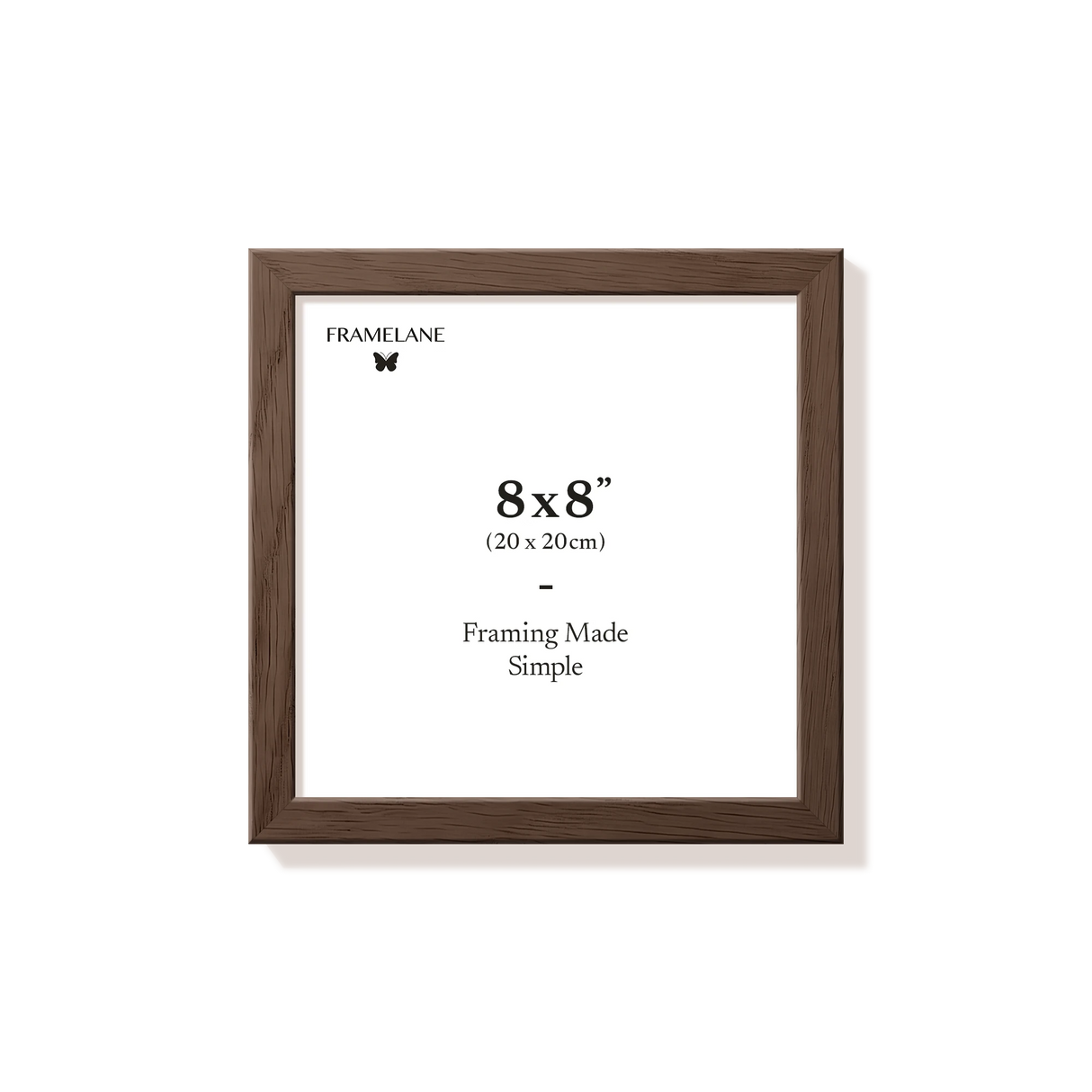 Dark oak picture frame 8x8 in, front view