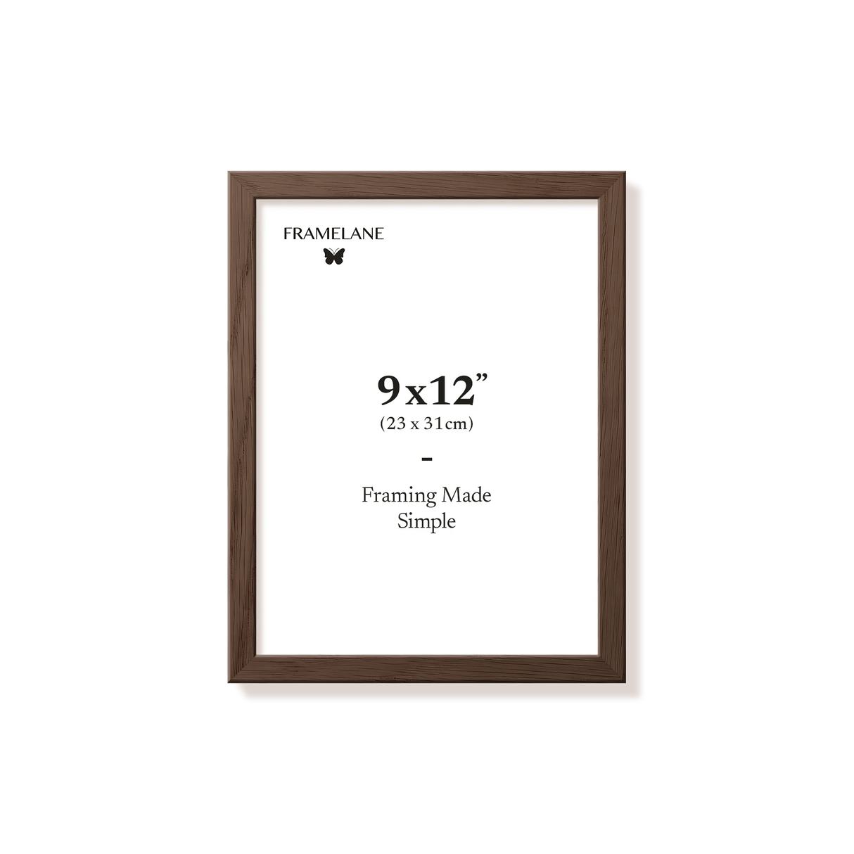 Dark oak picture frame 9x12 in, front view
