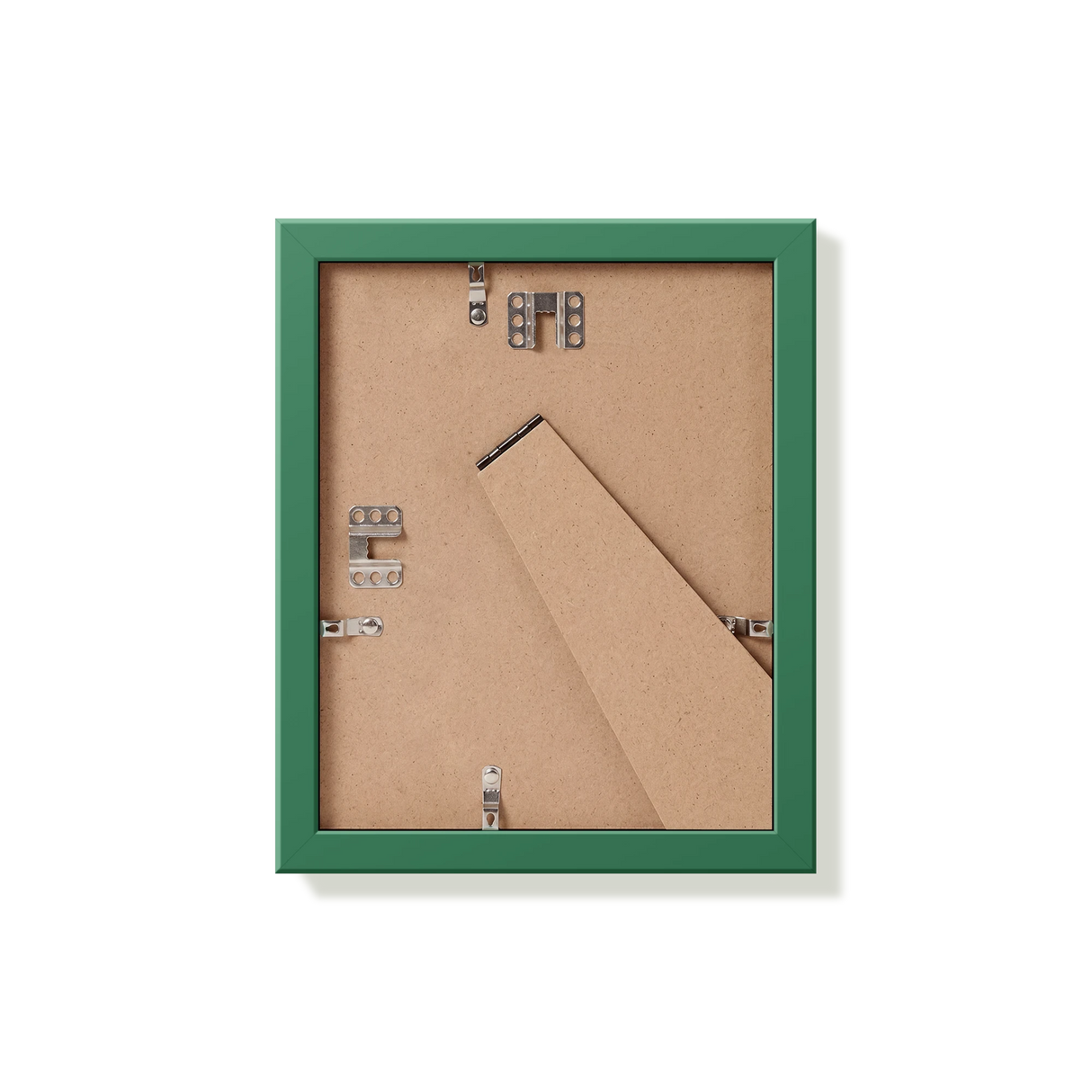 Back of forest green 8x10 in frame with hanging hardware