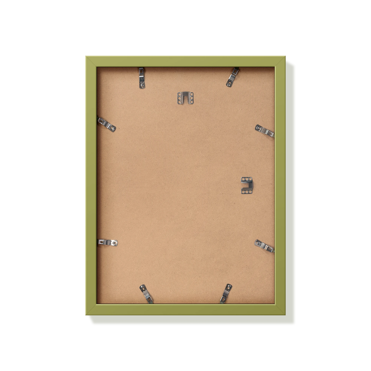 Back of khaki green 12x16 in frame with hanging hardware