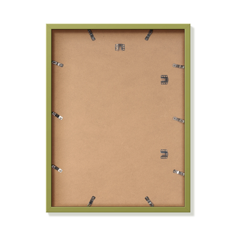 Back of khaki green 18x24 in frame with hanging hardware