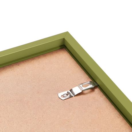 Khaki green frame back corner showing hardware