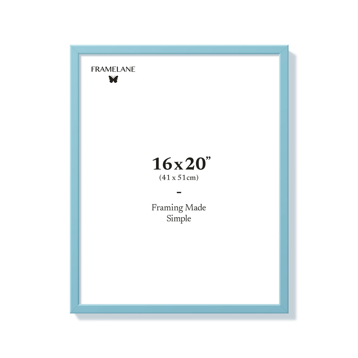 Light blue picture frame 16x20 in, front view