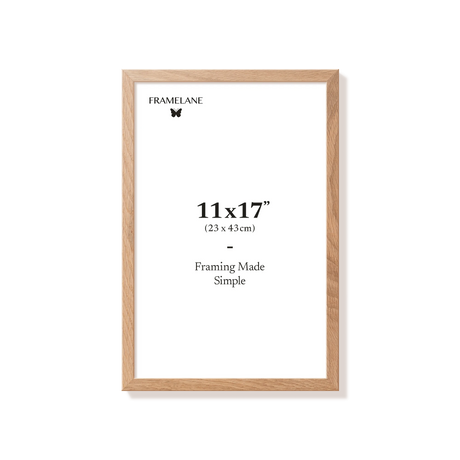 Natural oak picture frame 11x17 in, front view