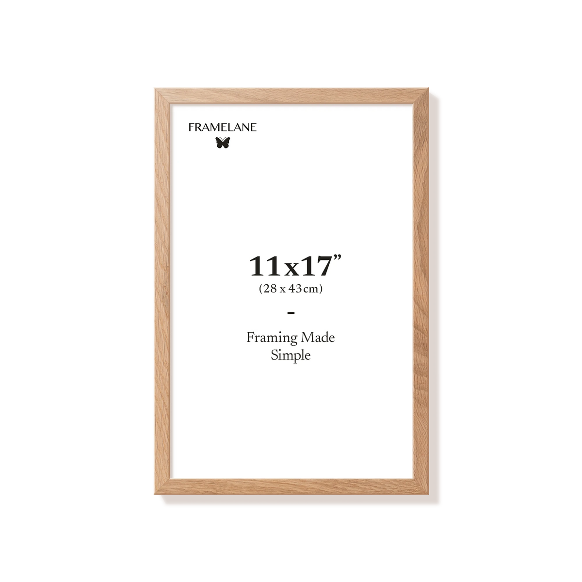 Natural oak picture frame 11x17 in, front view