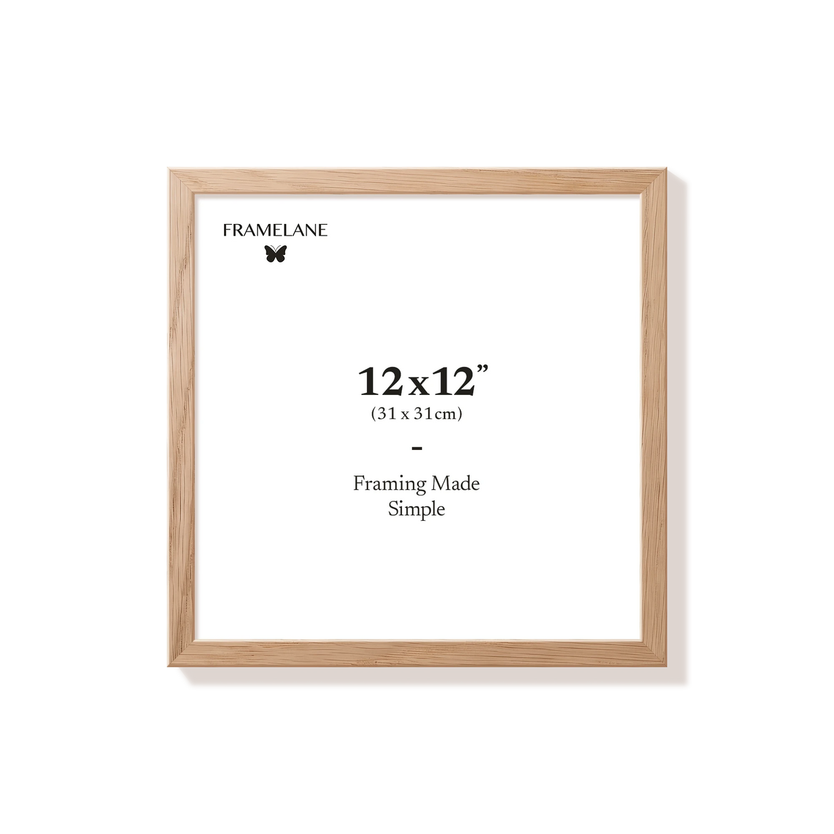 Natural oak picture frame 12x12 in, front view