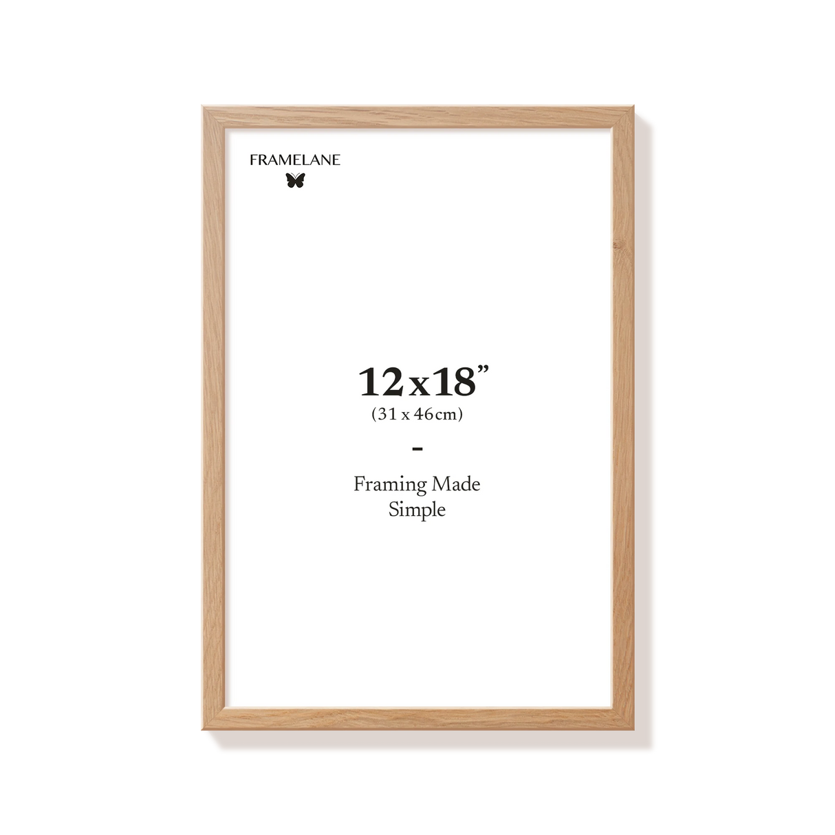 Natural oak picture frame 12x18 in, front view