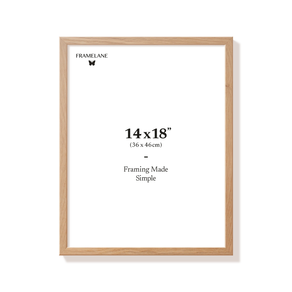 Natural oak picture frame 14x18 in, front view