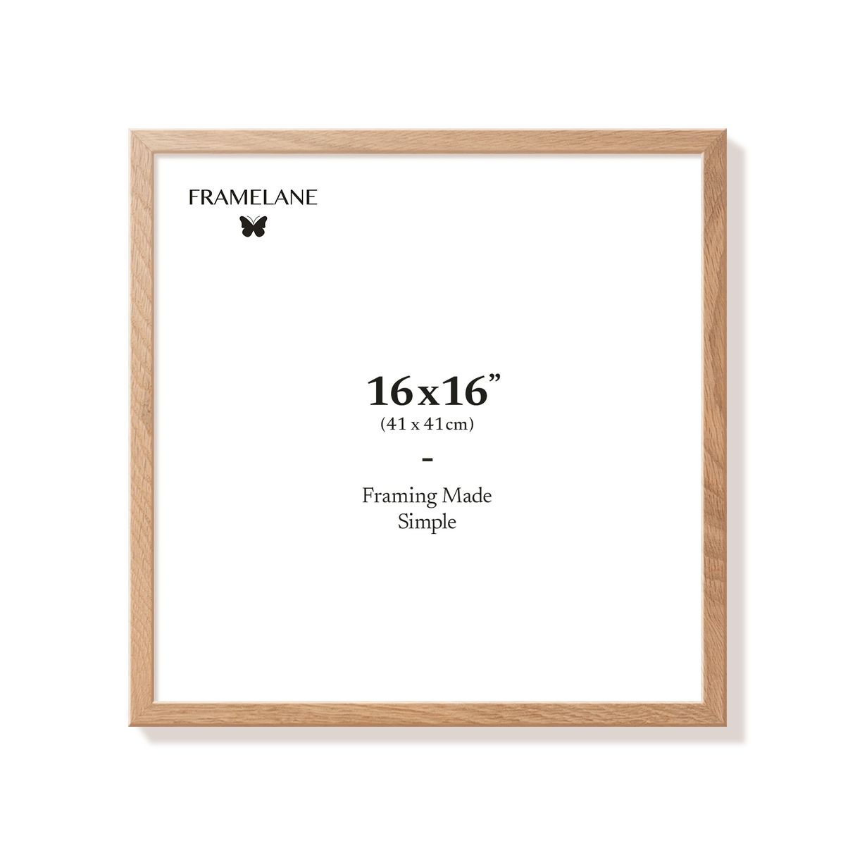 Natural oak picture frame 16x16 in, front view