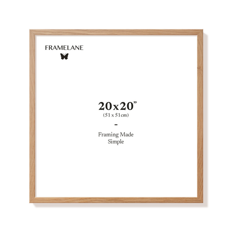 Natural oak picture frame 20x20 in, front view