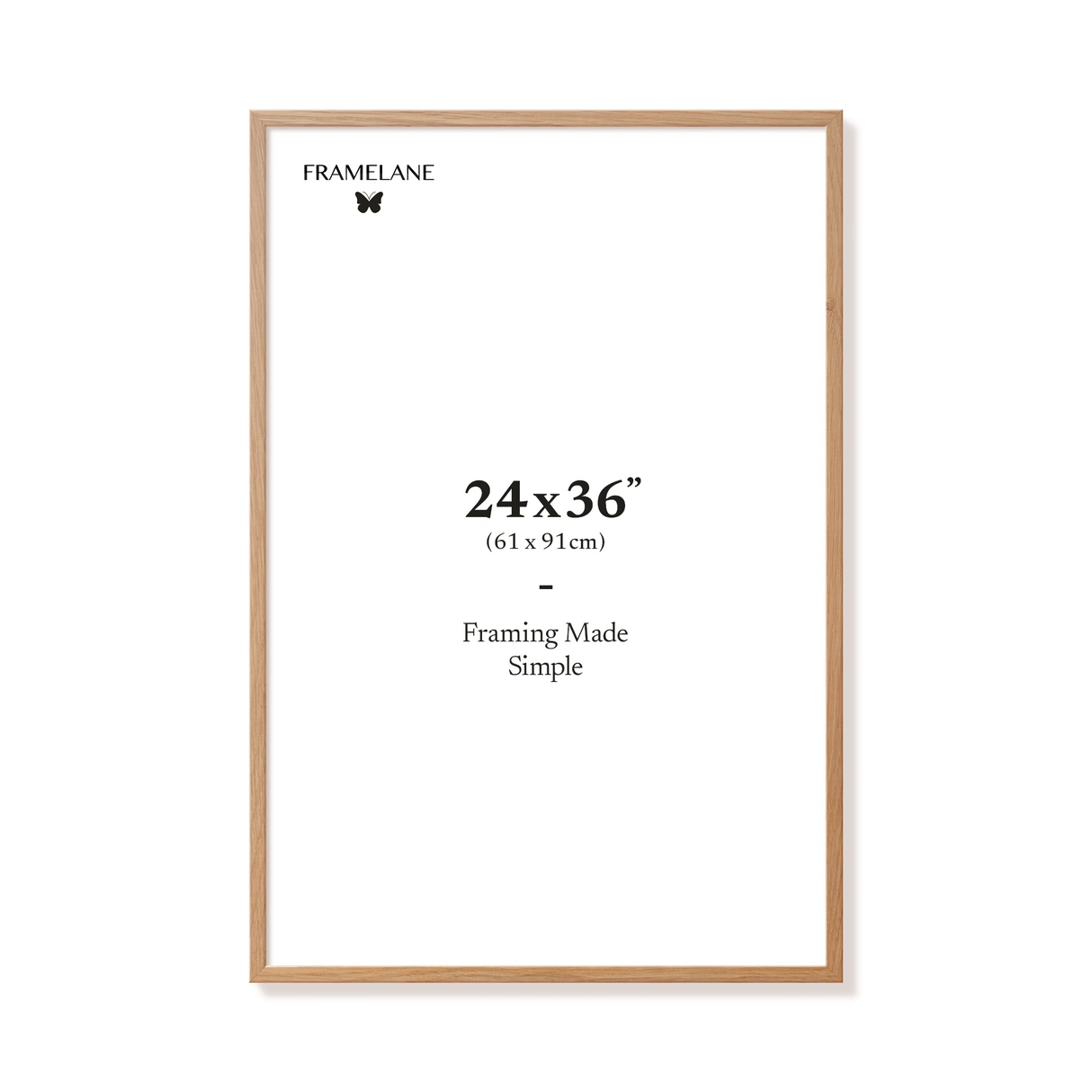 Natural oak picture frame 24x36 in, front view