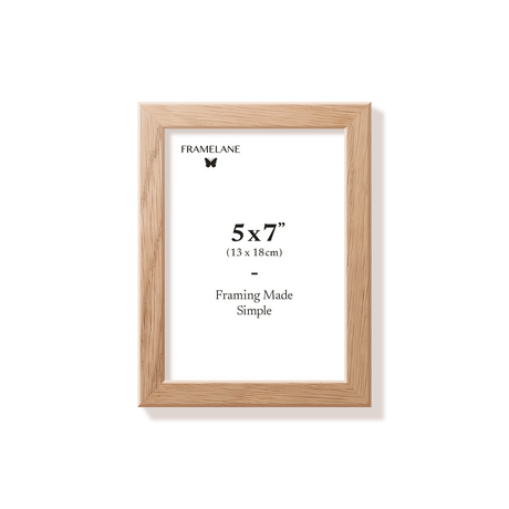 Natural oak picture frame 5x7 in, front view