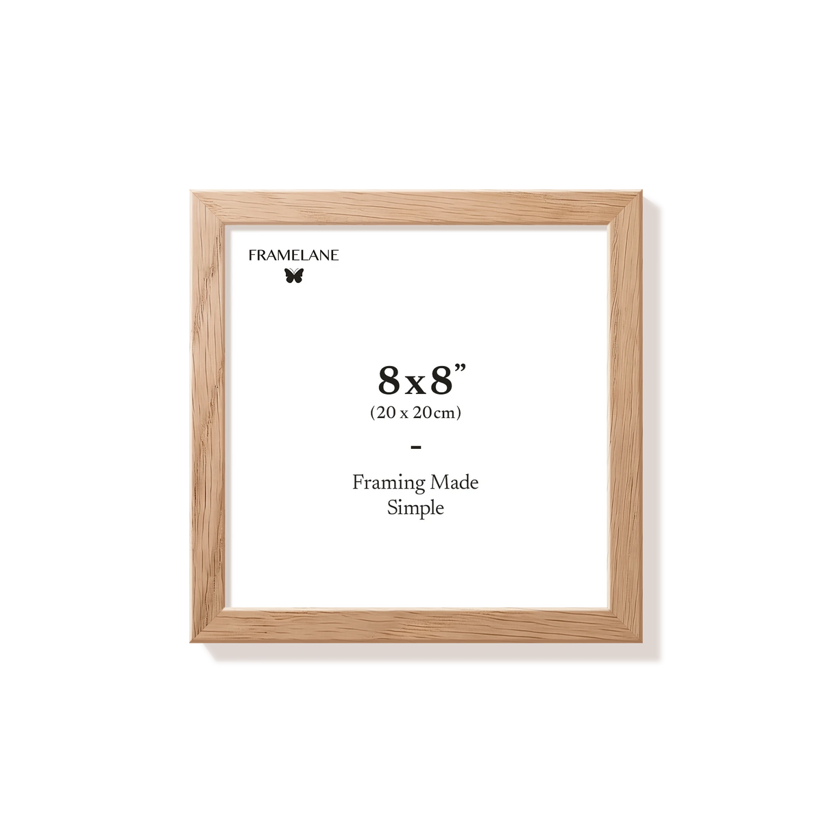 Natural oak picture frame 8x8 in, front view