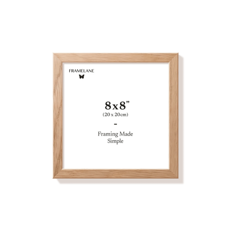 Natural oak picture frame 8x8 in, front view