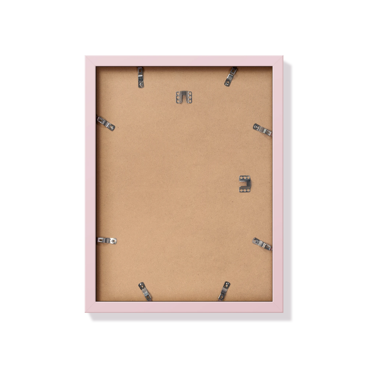 Back of pink 12x16 in frame with hanging hardware
