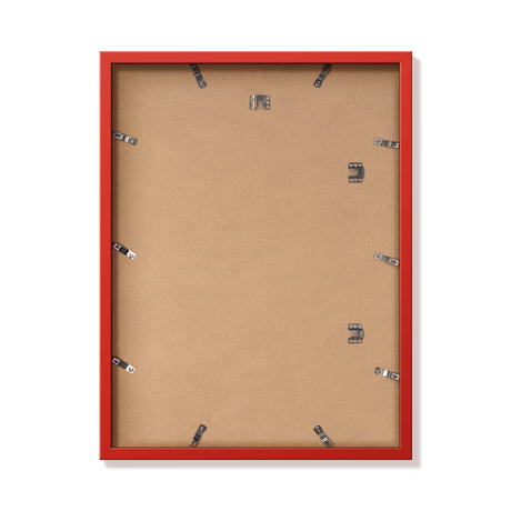Back of red 18x24 in frame with hanging hardware