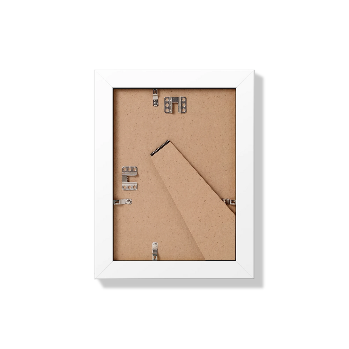 Back of white 5x7 in frame with hanging hardware