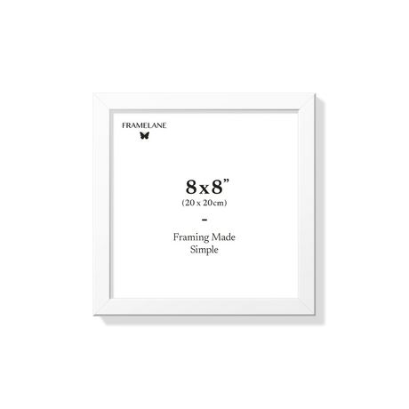 White picture frame 8x8 in, front view