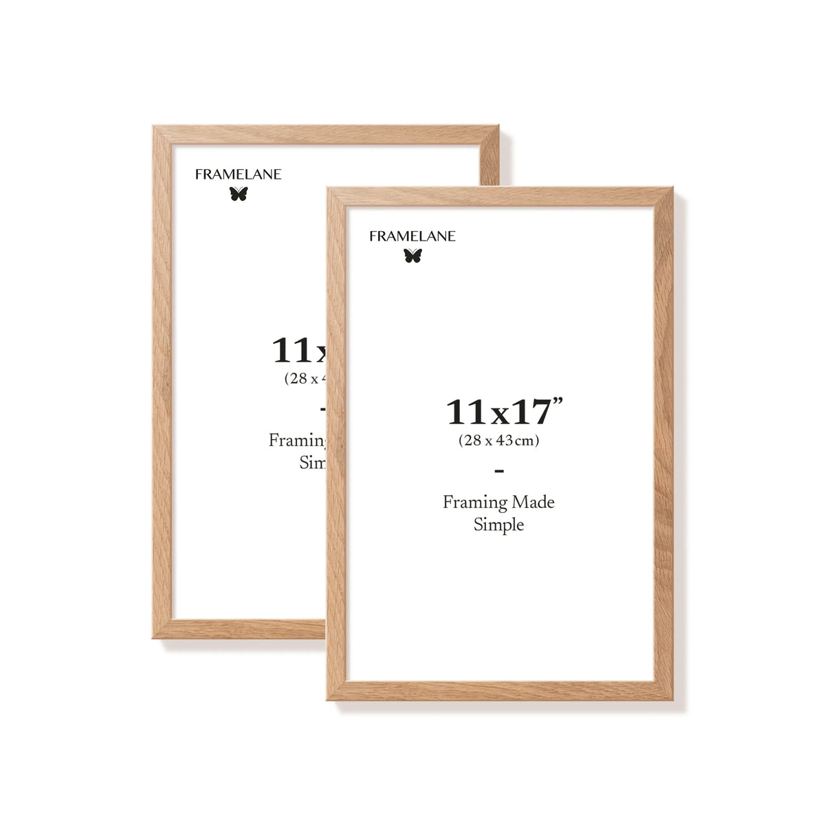 Two natural oak picture frames, 11x17 in | 28x43 cm