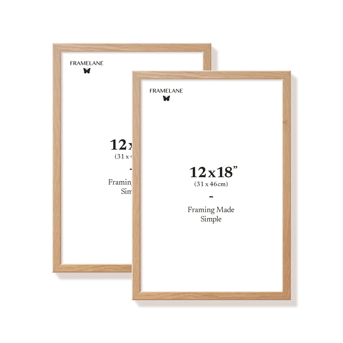 Two natural oak picture frames, 12x18 in | 31x46 cm