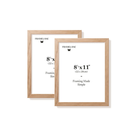 Two natural oak picture frames, 8.5x11 in | 22x28 cm