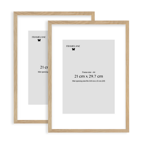 2 Natural Oak Frames, 21x29.7 cm (A4)