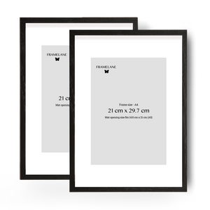 2 Black Oak Frames, 21x29.7 cm (A4),
