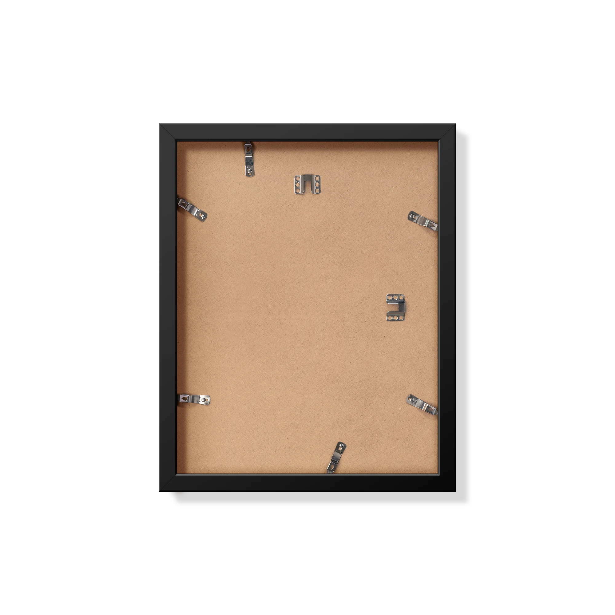 Back of black 11x14 in frame with hanging hardware