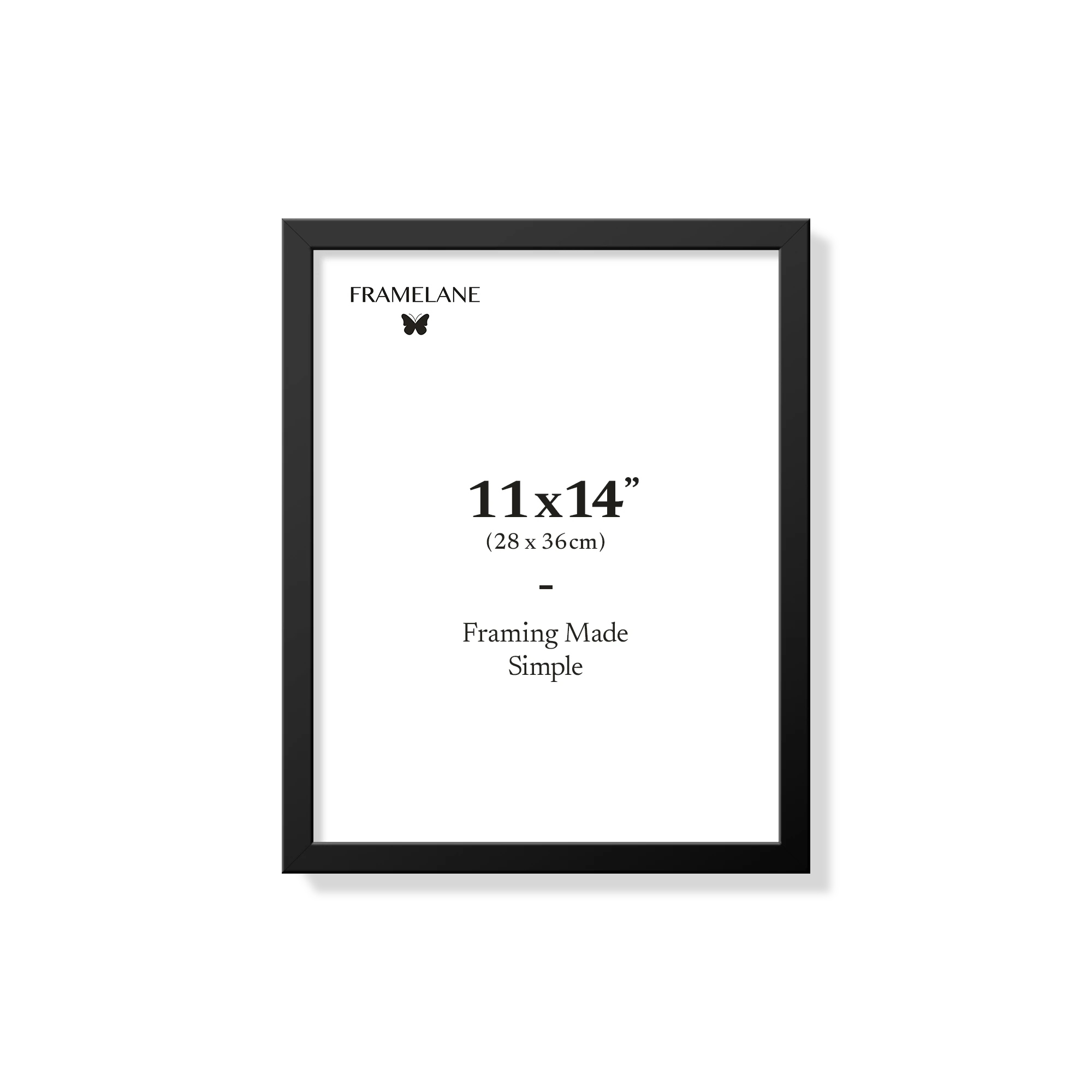 Black picture frame 11x14 in, front view