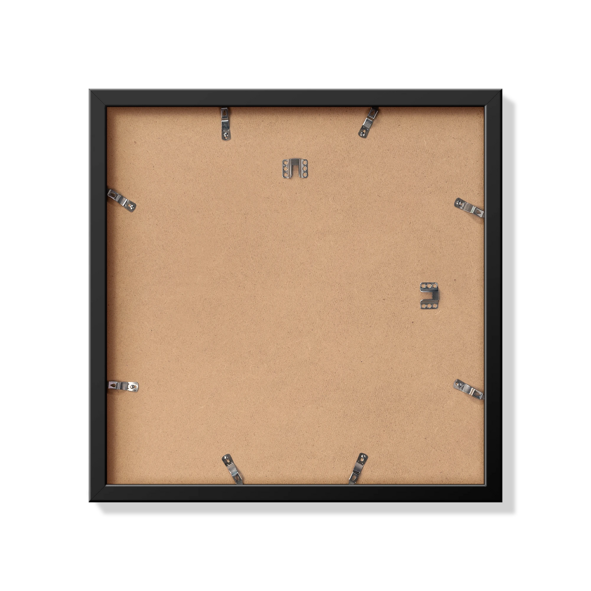 Back of black 16x16 in frame with hanging hardware