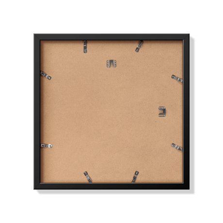 Back of black 16x16 in frame with hanging hardware