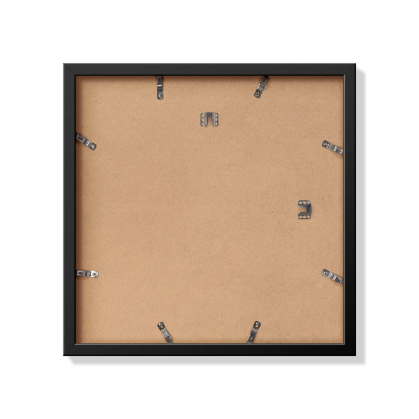 Back of black 16x16 in frame with hanging hardware