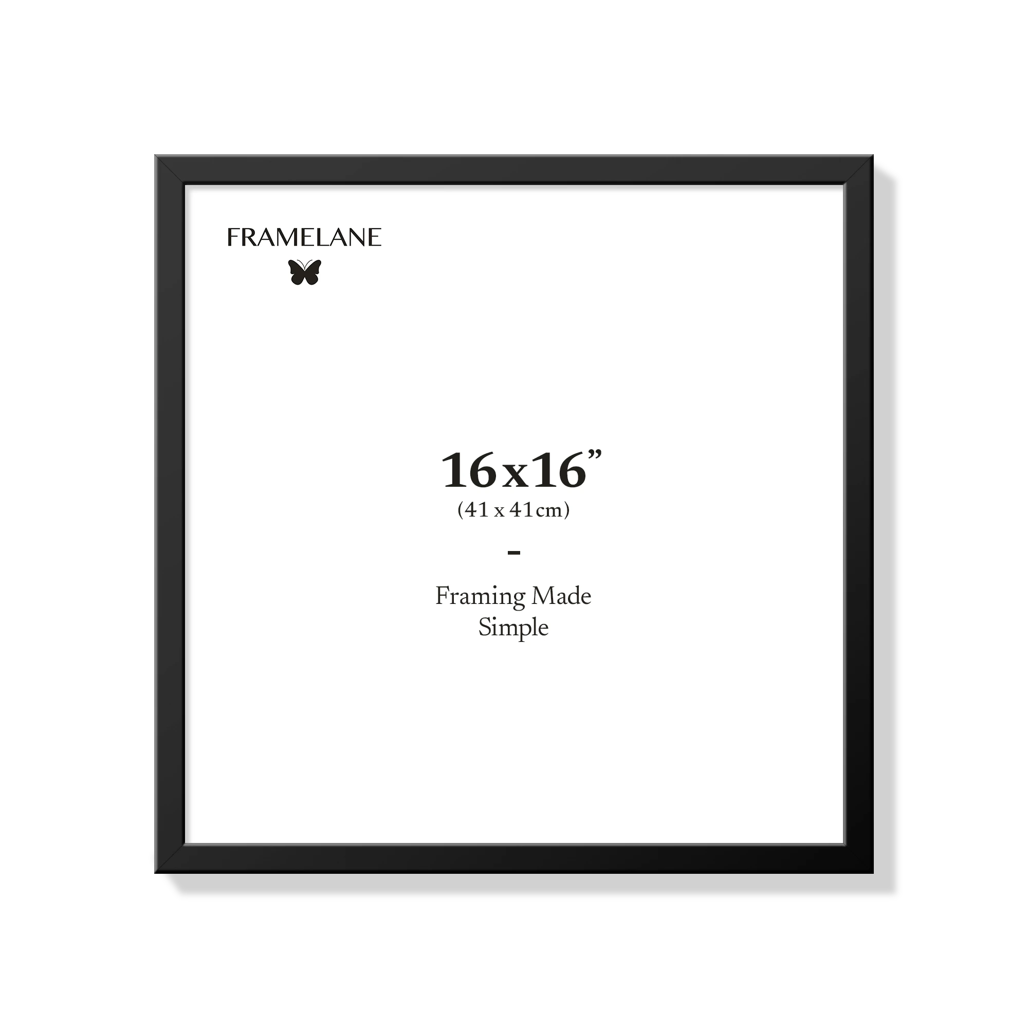 Black picture frame 16x16 in, front view