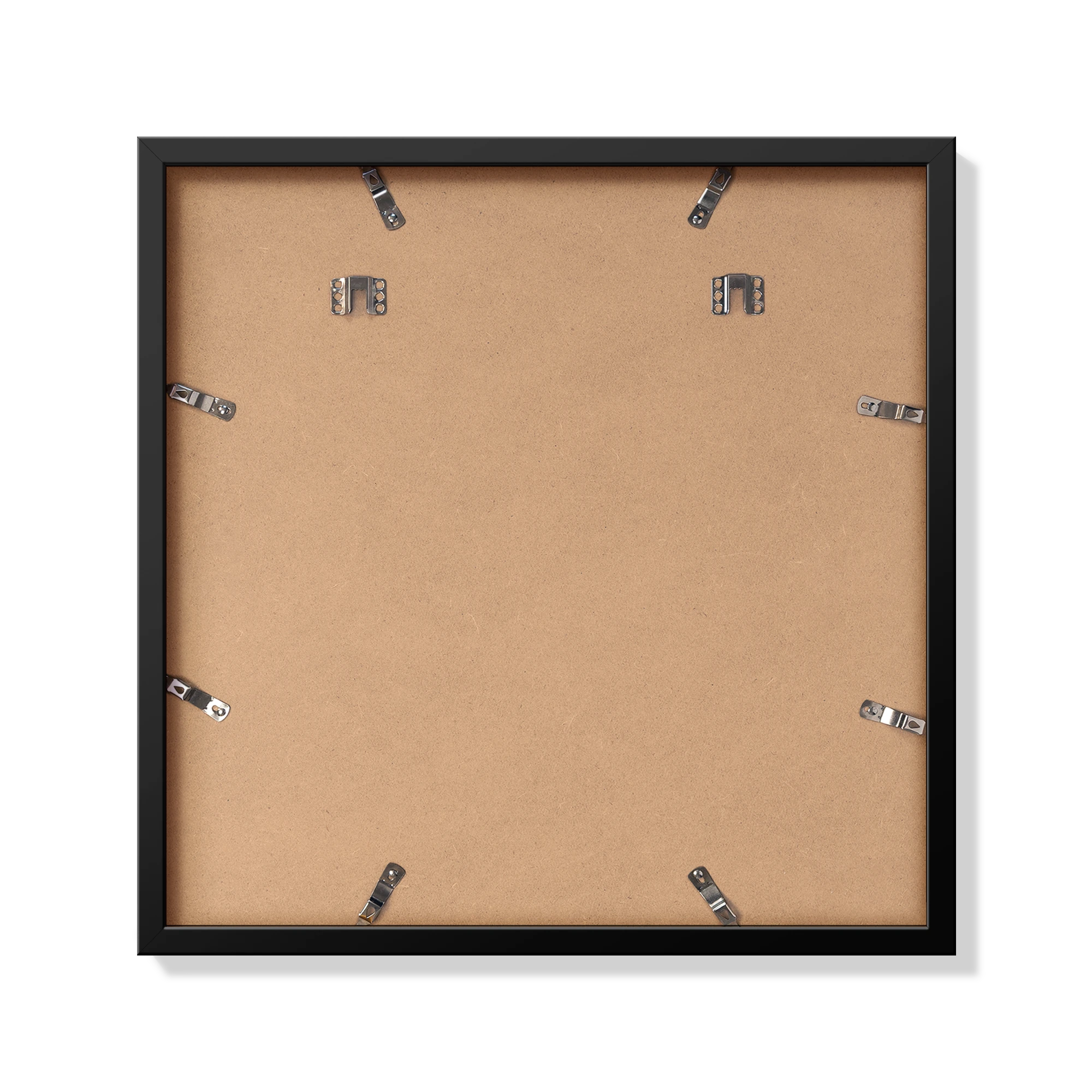 Back of black 20x20 in frame with hanging hardware