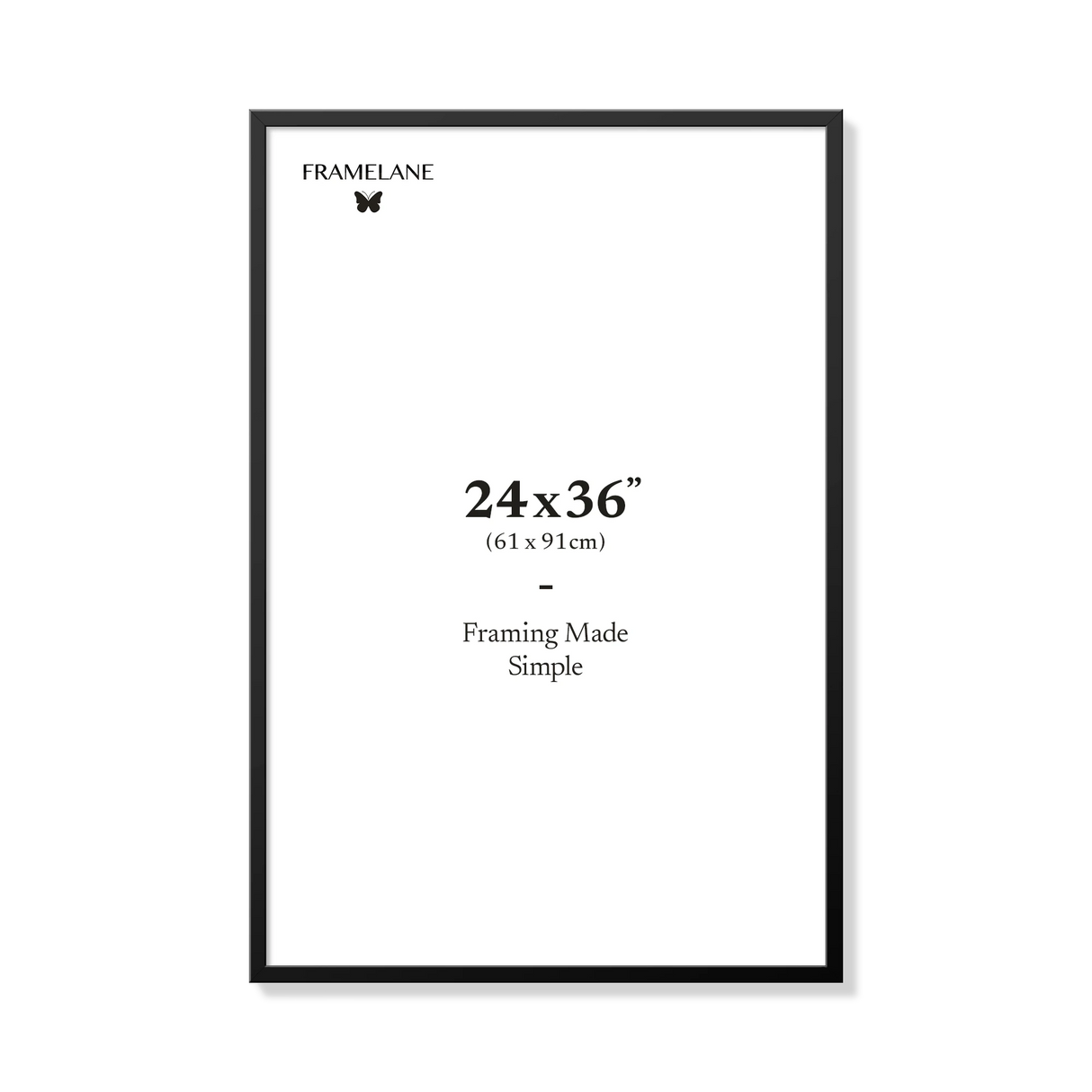 Black picture frame 24x36 in, front view