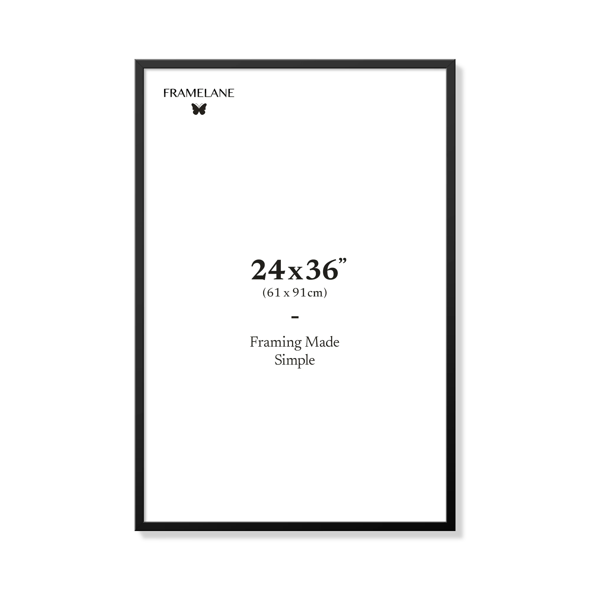 Black picture frame 24x36 in, front view