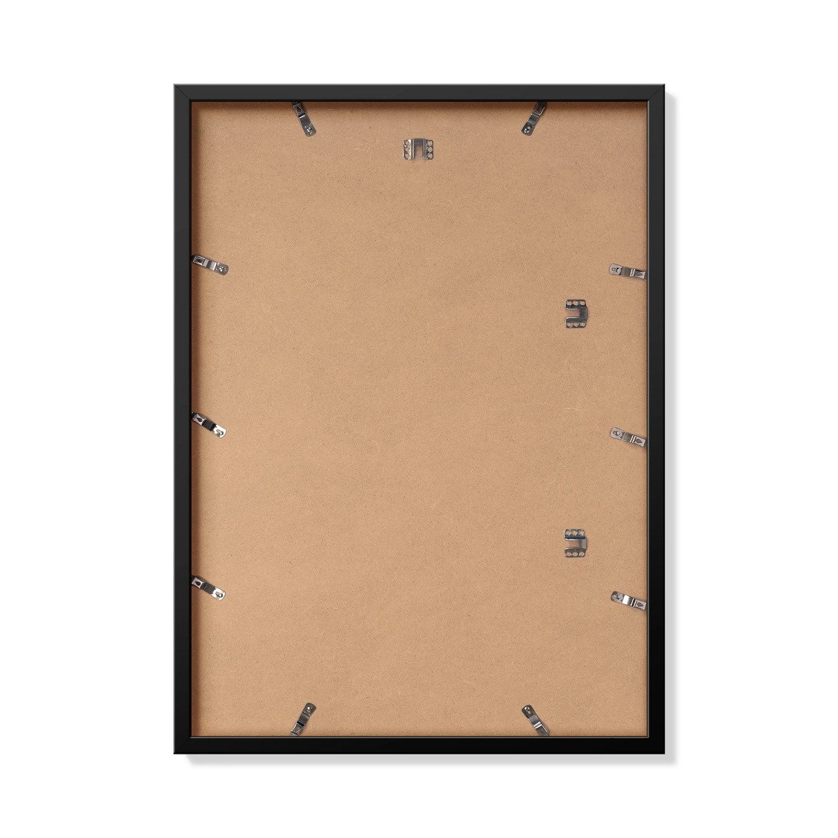 Back of black 50x70 cm frame with hanging hardware