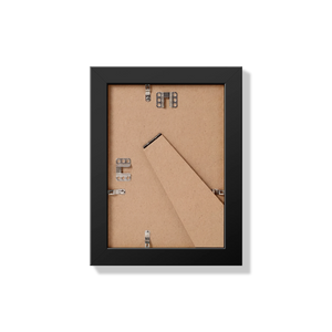 Back of black 5x7 in frame with hanging hardware