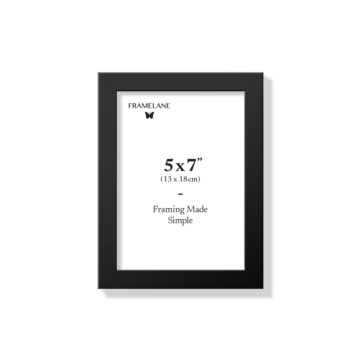 Black picture frame 5x7 in, front view