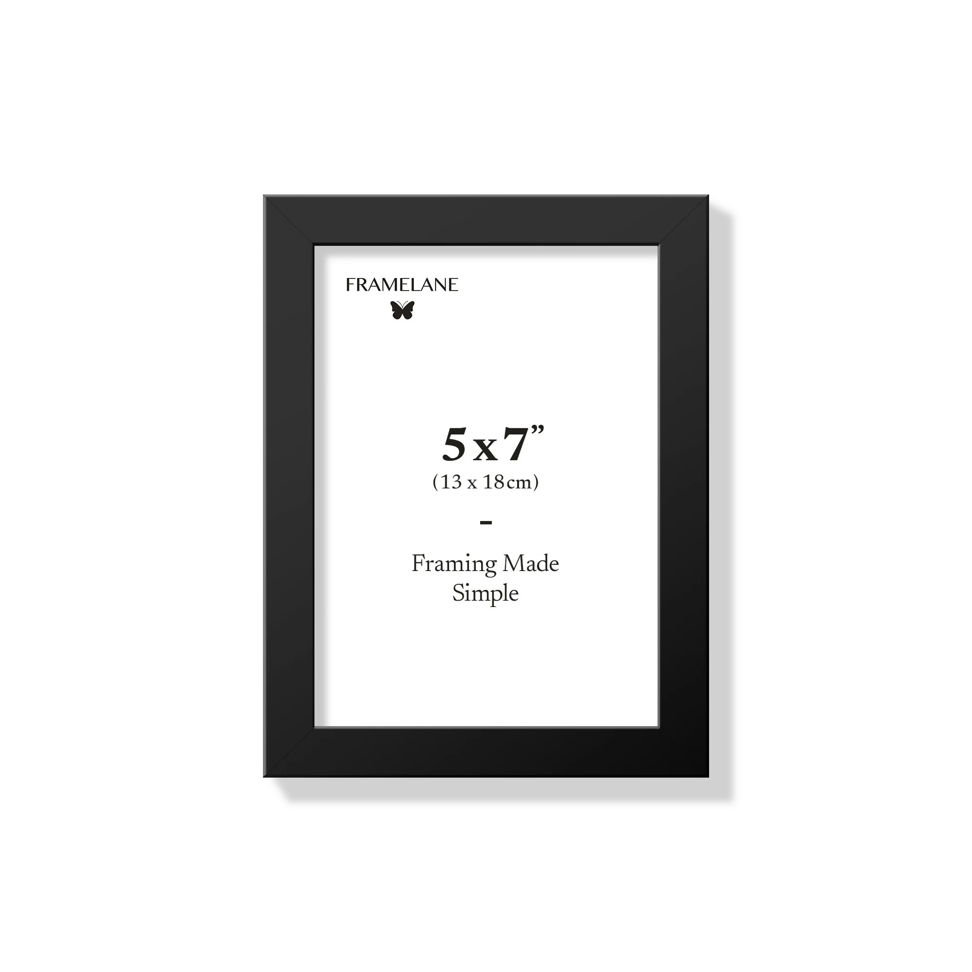 Black picture frame 5x7 in, front view