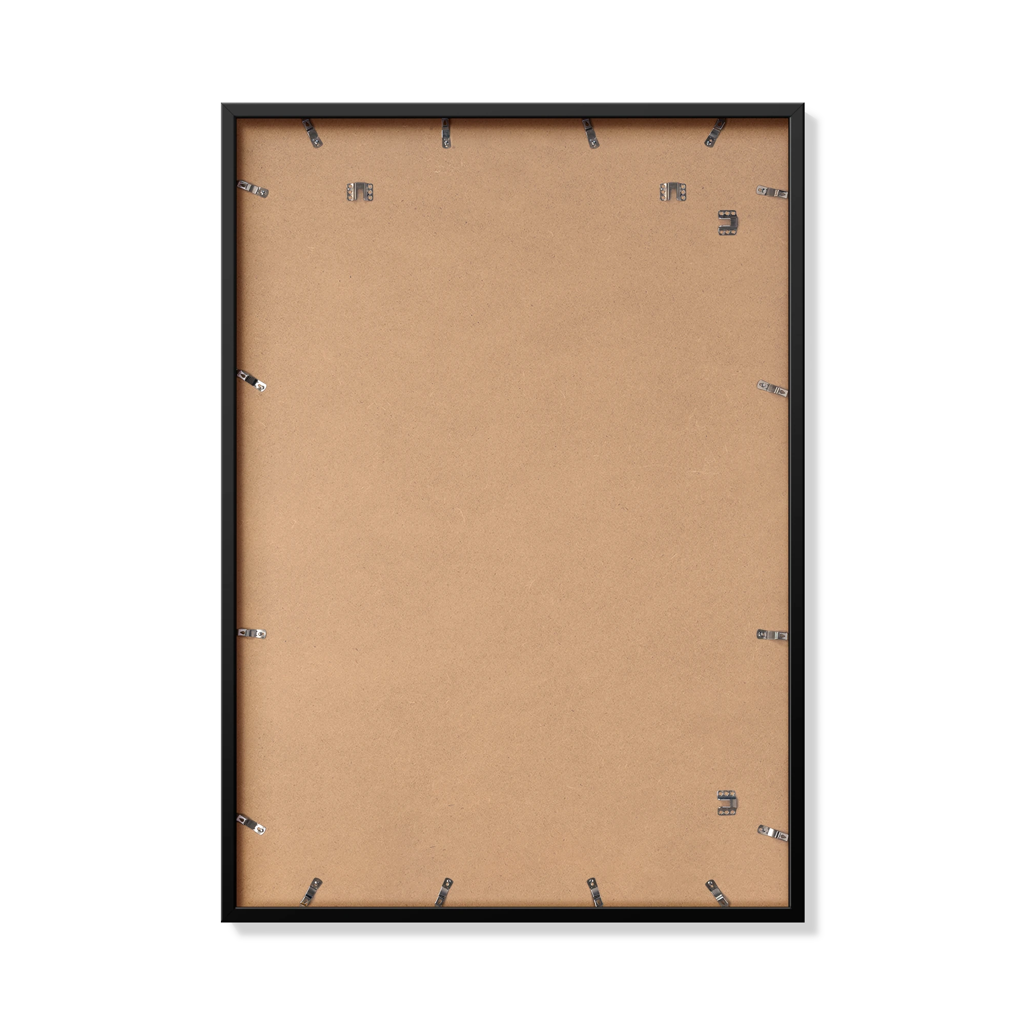 Back of black 70x100 cm frame with hanging hardware