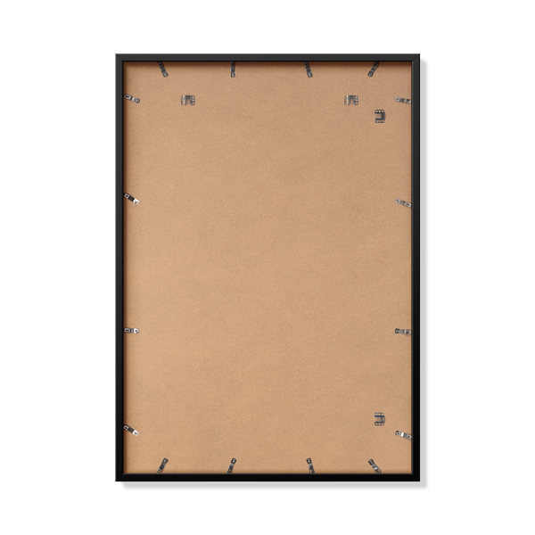 Back of black 70x100 cm frame with hanging hardware